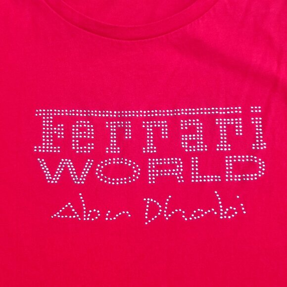 Ferrari World Abu Dhabi T-shirt women's size XL / US L red with gold rhinestones - Picture 3 of 10